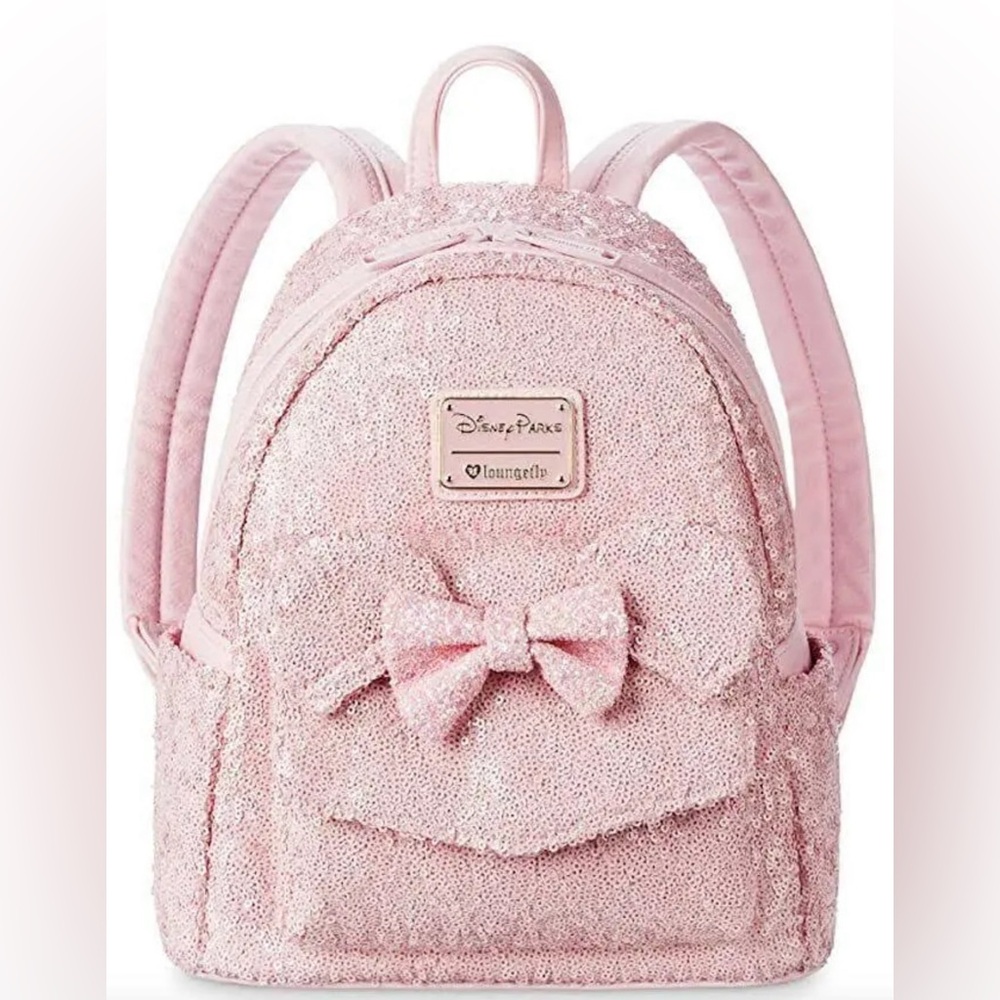 Disney Parks Loungefly Millennial Pink Sequined Light Pink Backpack